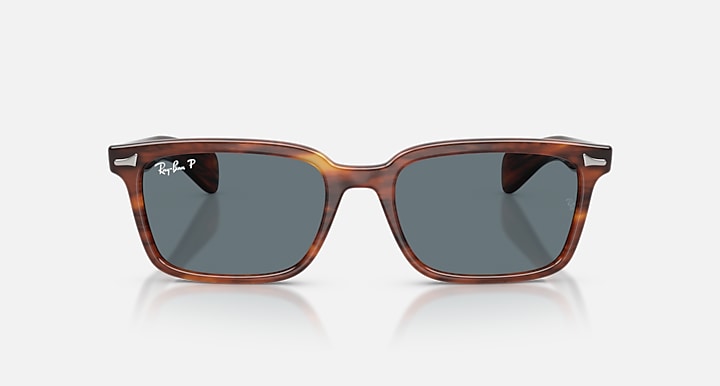 Ray-Ban BRUNEL Striped Havana with Dark Blue Solid Color lenses - Front