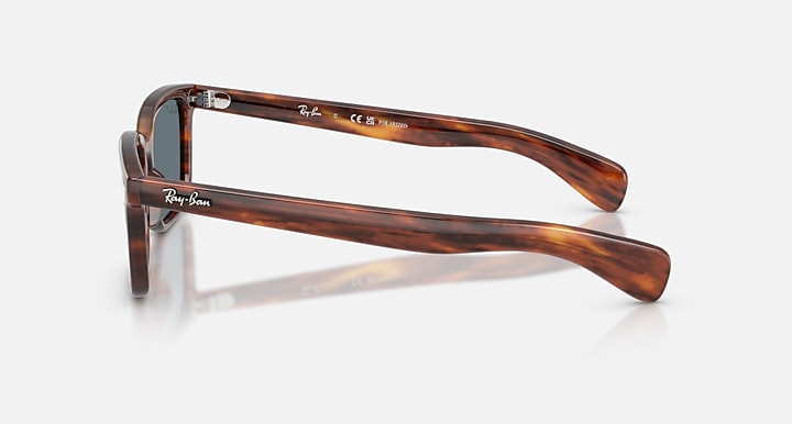 Ray-Ban BRUNEL Striped Havana with Dark Blue Solid Color lenses - Lateral