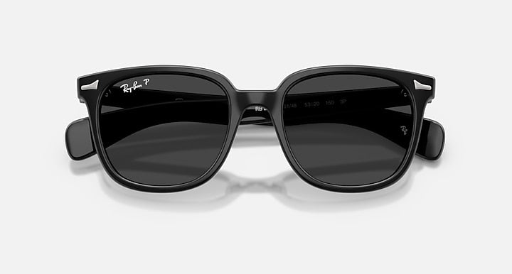 Ray-Ban BRUNEL II Black with Polarized Black Solid Color lenses - Closed Front