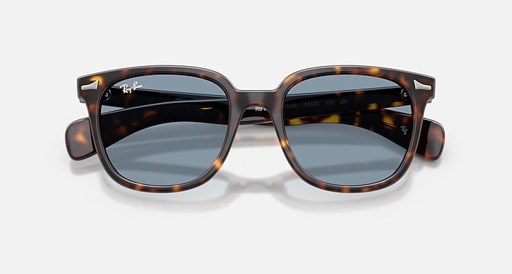 Ray-Ban BRUNEL II Havana with Blue Solid Color lenses - Closed Front