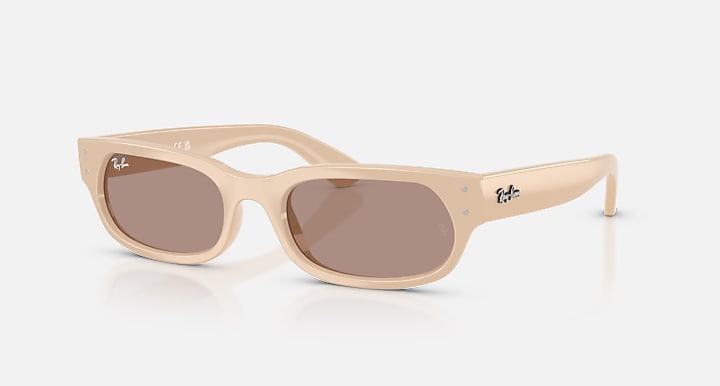 Ray-Ban RB2236 Nude with Brown Solid Color lenses - Quarter