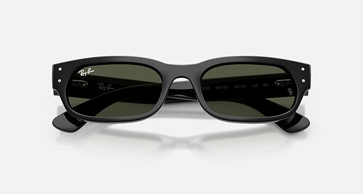 Ray-Ban RB2236 Black with Green Solid Color lenses - Closed Front