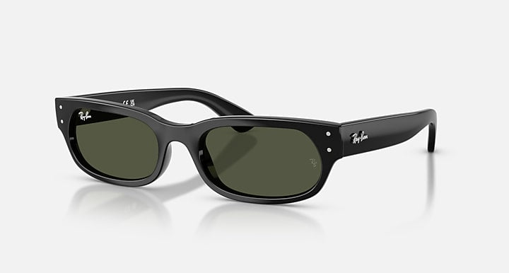 Ray-Ban RB2236 Black with Green Solid Color lenses - Quarter