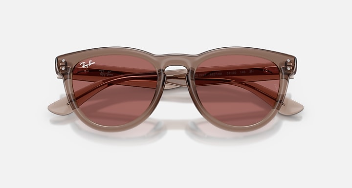 Ray-Ban RB2237 Transparent Light Brown with Dark Violet Solid Color lenses - Closed Front
