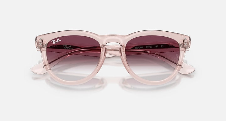 Ray-Ban RB2237 Transparent Pink with Clear Gradient Dark Violet Gradient lenses - Closed Front