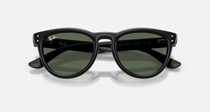 Ray-Ban RB2237 Black with Dark Green Solid Color lenses - Closed Front