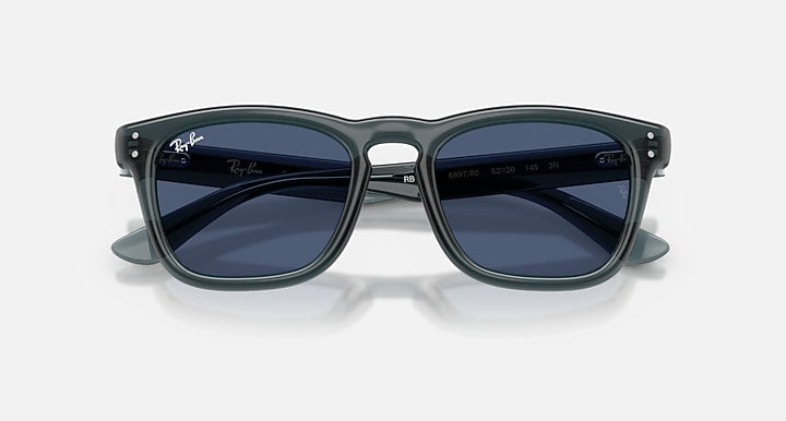 Ray-Ban RB2238 Transparent Blue with Blue Solid Color lenses - Closed Front