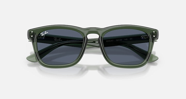 Ray-Ban RB2238 Transparent Green with Dark Grey Solid Color lenses - Closed Front