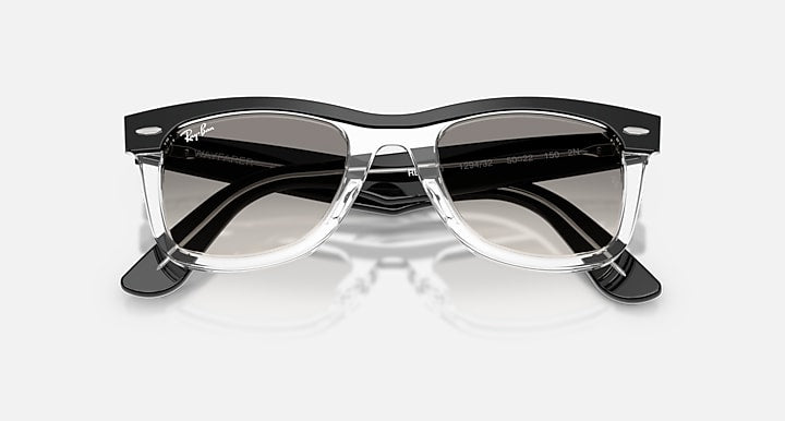Ray-Ban WAYFARER STREET NEAT Black On Transparent with Clear Gradient Grey Gradient lenses - Closed Front