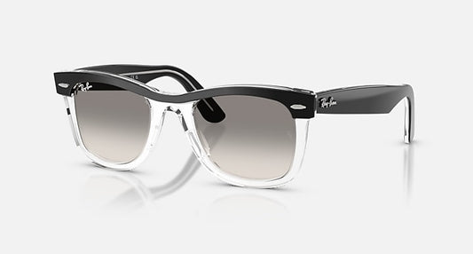 Ray-Ban WAYFARER STREET NEAT Black On Transparent with Clear Gradient Grey Gradient lenses - Quarter