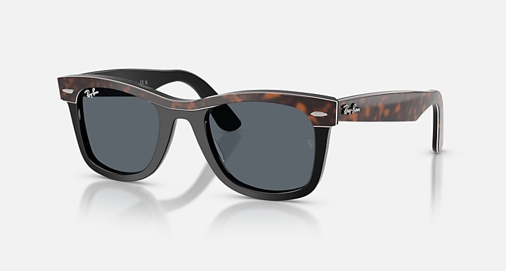 Ray-Ban WAYFARER STREET NEAT Havana On Black with Blue Solid Color lenses - Quarter