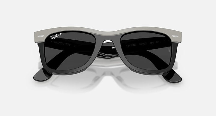 Ray-Ban WAYFARER STREET NEAT Grey On Black with Polarized Black Solid Color lenses - Closed Front