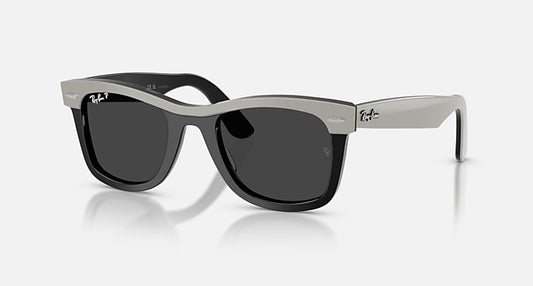 Ray-Ban WAYFARER STREET NEAT Grey On Black with Polarized Black Solid Color lenses - Quarter