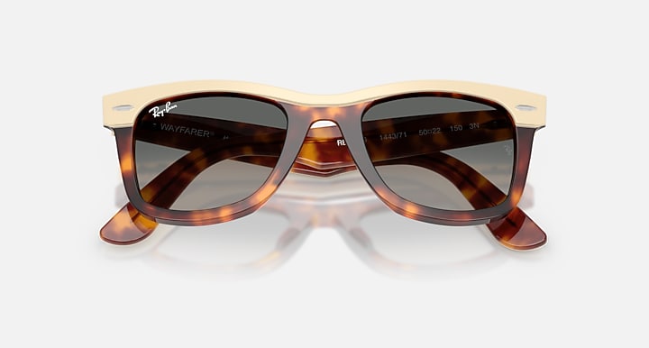 Ray-Ban WAYFARER STREET NEAT Beige On Havana; Beige Havana with Gradient Grey Gradient lenses - Closed Front