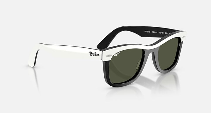 Ray-Ban WAYFARER STREET NEAT White On Black with Green Solid Color lenses - Alternative