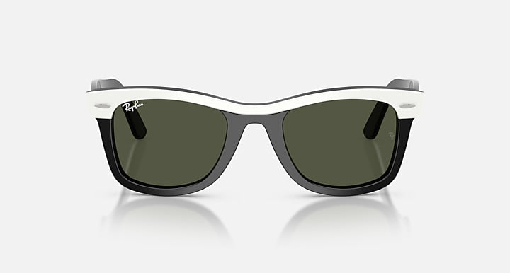 Ray-Ban WAYFARER STREET NEAT White On Black with Green Solid Color lenses - Front