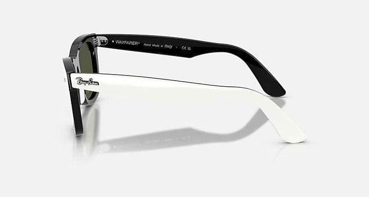 Ray-Ban WAYFARER STREET NEAT White On Black with Green Solid Color lenses - Lateral