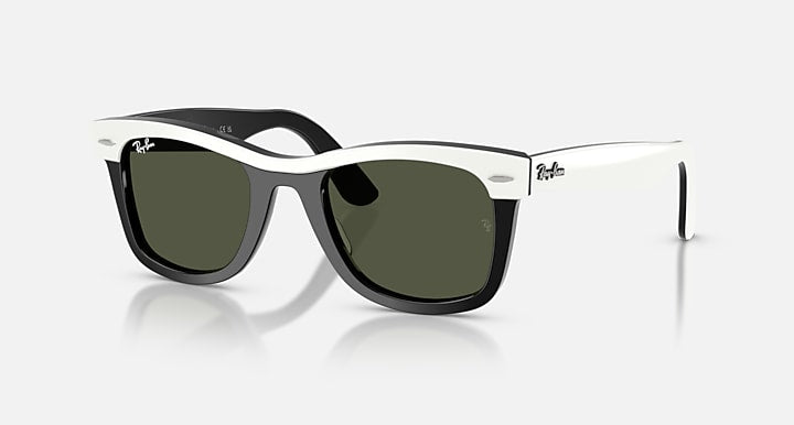 Ray-Ban WAYFARER STREET NEAT White On Black with Green Solid Color lenses - Quarter