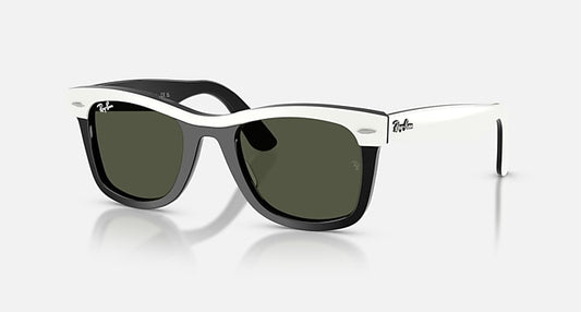 Ray-Ban WAYFARER STREET NEAT White On Black with Green Solid Color lenses - Quarter