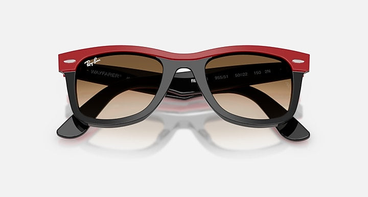Ray-Ban WAYFARER STREET NEAT Red On Black with Clear Gradient Brown Gradient lenses - Closed Front