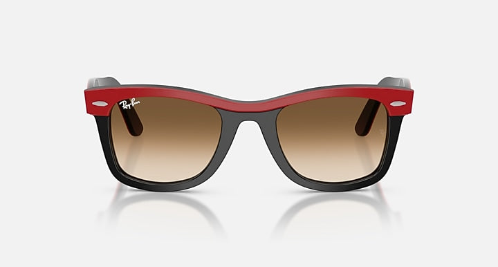 Ray-Ban WAYFARER STREET NEAT Red On Black with Clear Gradient Brown Gradient lenses - Front