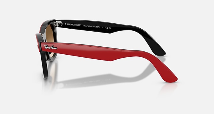 Ray-Ban WAYFARER STREET NEAT Red On Black with Clear Gradient Brown Gradient lenses - Lateral