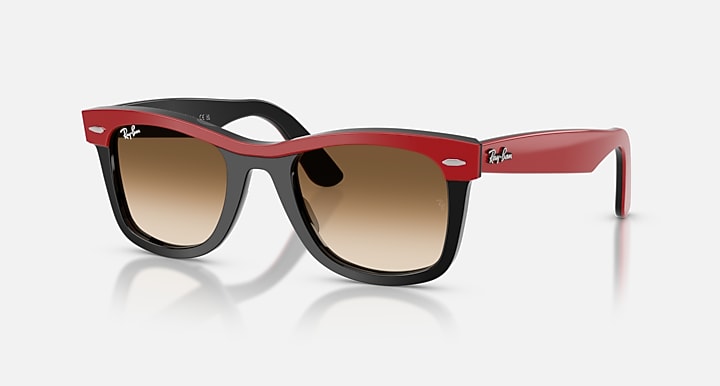 Ray-Ban WAYFARER STREET NEAT Red On Black with Clear Gradient Brown Gradient lenses - Quarter