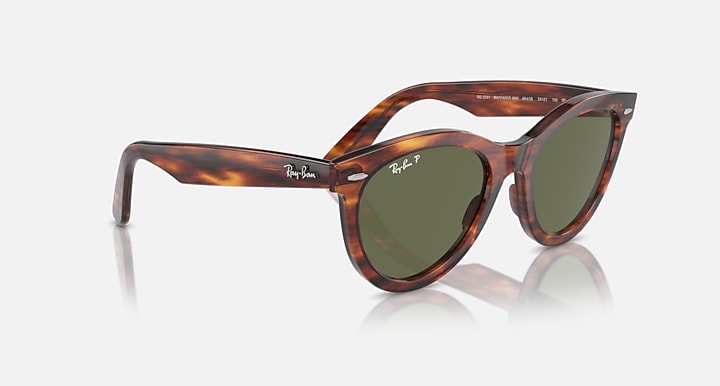 Ray-Ban WAYFARER WAY Striped Havana with Green Polarized Solid Color lenses - Alternative