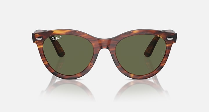 Ray-Ban WAYFARER WAY Striped Havana with Green Polarized Solid Color lenses - Front