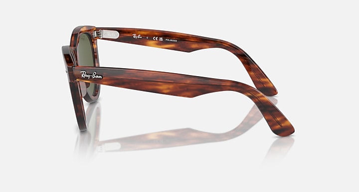 Ray-Ban WAYFARER WAY Striped Havana with Green Polarized Solid Color lenses - Lateral