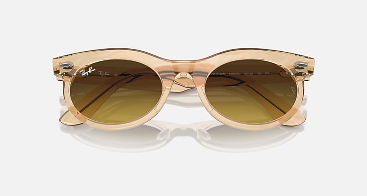 Ray-Ban WAYFARER OVAL CHANGE Photo Waves Brown with Brown Gradient lenses - Closed Front