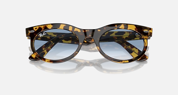 Ray-Ban WAYFARER OVAL Yellow Havana with Clear & Blue Gradient lenses - Closed Front