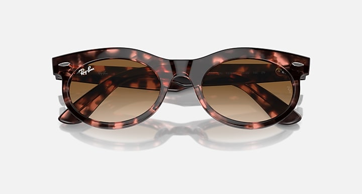 Ray-Ban WAYFARER OVAL Pink Havana with Clear & Brown Gradient lenses - Closed Front