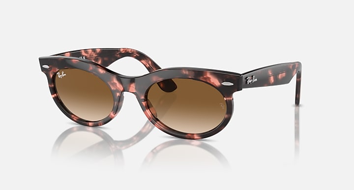 Ray-Ban WAYFARER OVAL Pink Havana with Clear & Brown Gradient lenses - Quarter