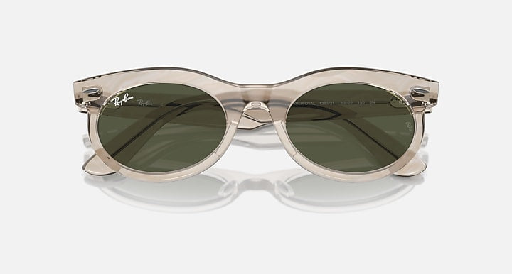 Ray-Ban WAYFARER OVAL CHANGE Photo Waves Grey with Green Solid Color lenses - Closed Front