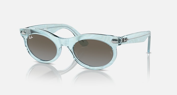 Ray-Ban WAYFARER OVAL CHANGE Photo Waves Azure with Blue Brown Gradient lenses - Quarter