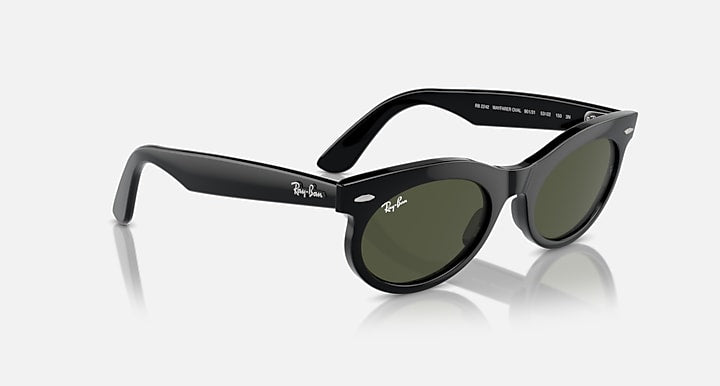 Ray-Ban WAYFARER OVAL Black with Green Solid Color lenses - Alternative