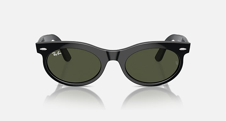 Ray-Ban WAYFARER OVAL Black with Green Solid Color lenses - Front