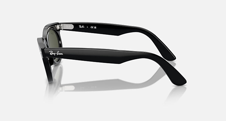 Ray-Ban WAYFARER OVAL Black with Green Solid Color lenses - Lateral