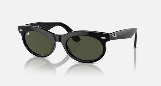 Ray-Ban WAYFARER OVAL Black with Green Solid Color lenses - Quarter