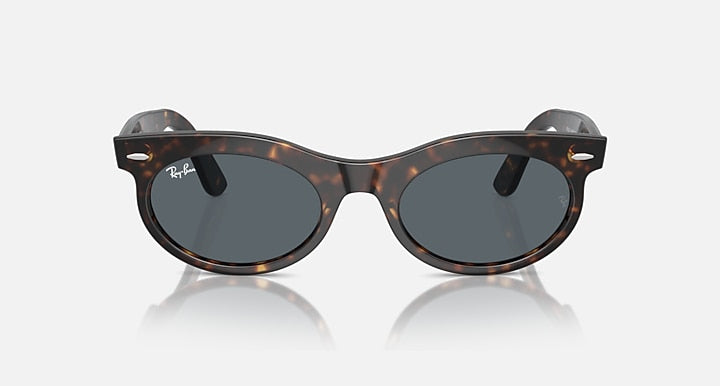 Ray-Ban WAYFARER OVAL Havana with Blue Solid Color lenses - Front