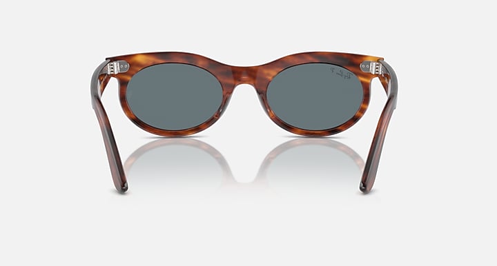 Ray-Ban WAYFARER OVAL Striped Havana with Dark Blue Polarized Solid Color lenses - Back