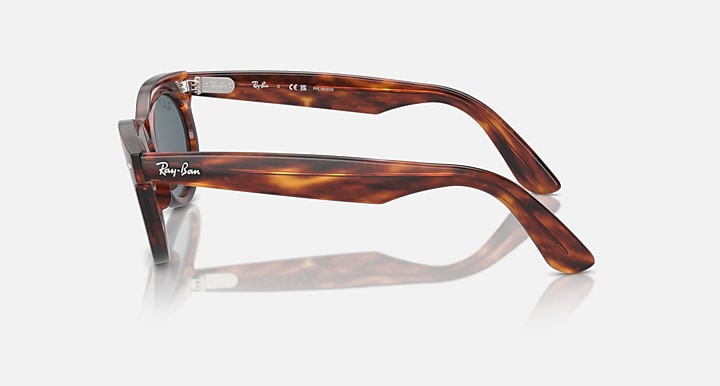Ray-Ban WAYFARER OVAL Striped Havana with Dark Blue Polarized Solid Color lenses - Lateral