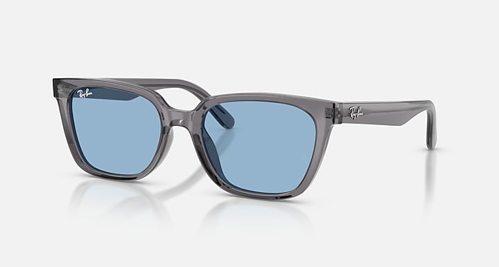 Ray-Ban RB2243D Transparent Grey with Light Blue Solid Color lenses - Quarter