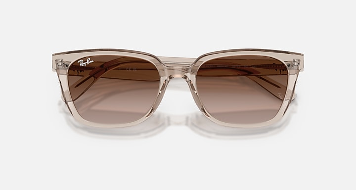 Ray-Ban RB2243D Transparent Light Brown with Light Brown Gradient Dark Brow Gradient lenses - Closed Front