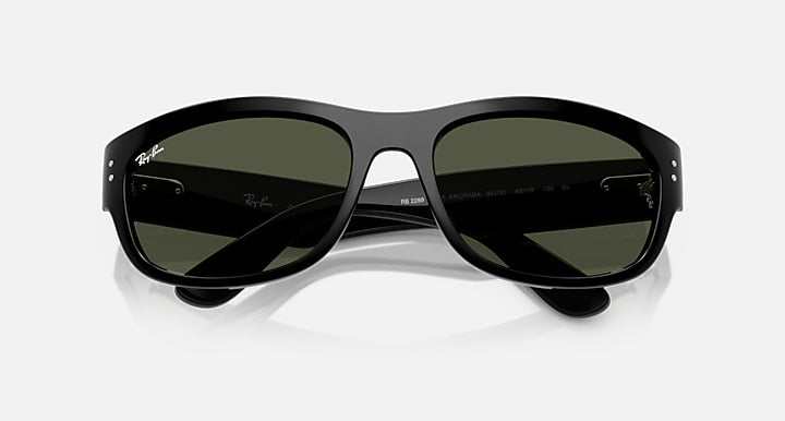 Ray-Ban MEGA BALORAMA Black with G-15 Green Solid Color lenses - Closed Front