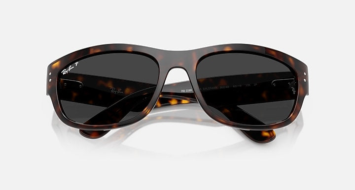 Ray-Ban MEGA BALORAMA Havana with Polarized Black Solid Color lenses - Closed Front
