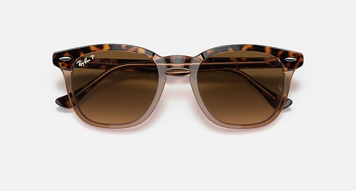 Ray-Ban HAWKEYE Havana On Transparent Brown with Brown Polarized Gradient lenses - Closed Front