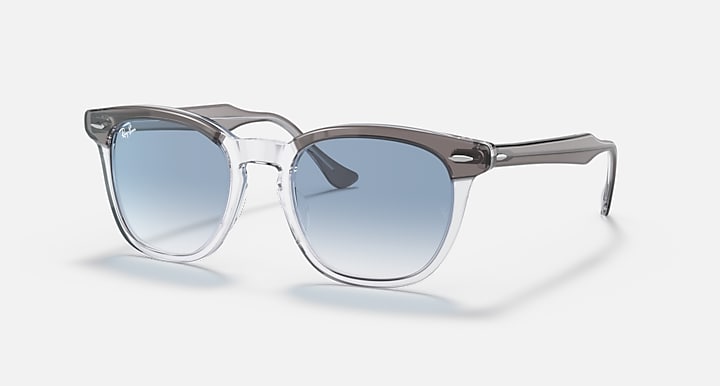 Ray-Ban HAWKEYE Grey On Transparent; Grey with Clear Blue Gradient lenses - Quarter