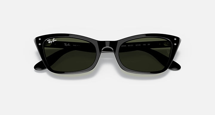 Ray-Ban LADY BURBANK Black with Green Solid Color lenses - Closed Front